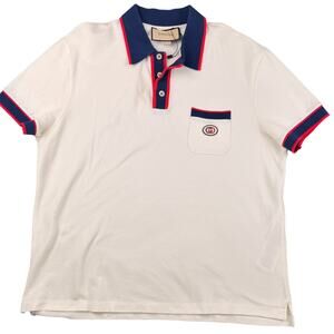 Gucci Cotton Piquet Polo with Interlocking G patch Sz Large